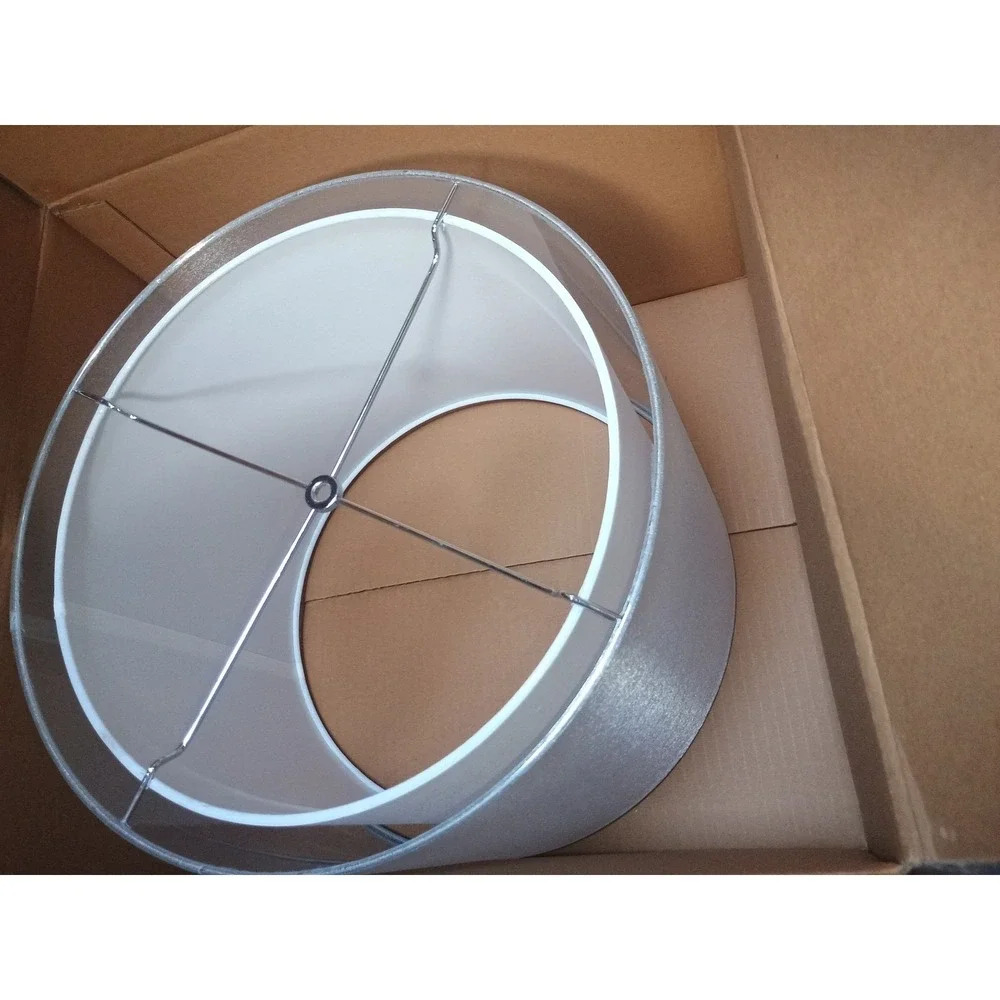 Pottery Barn Lamp Shade Unisex 16in Silver New Double Layer Drum 57746377